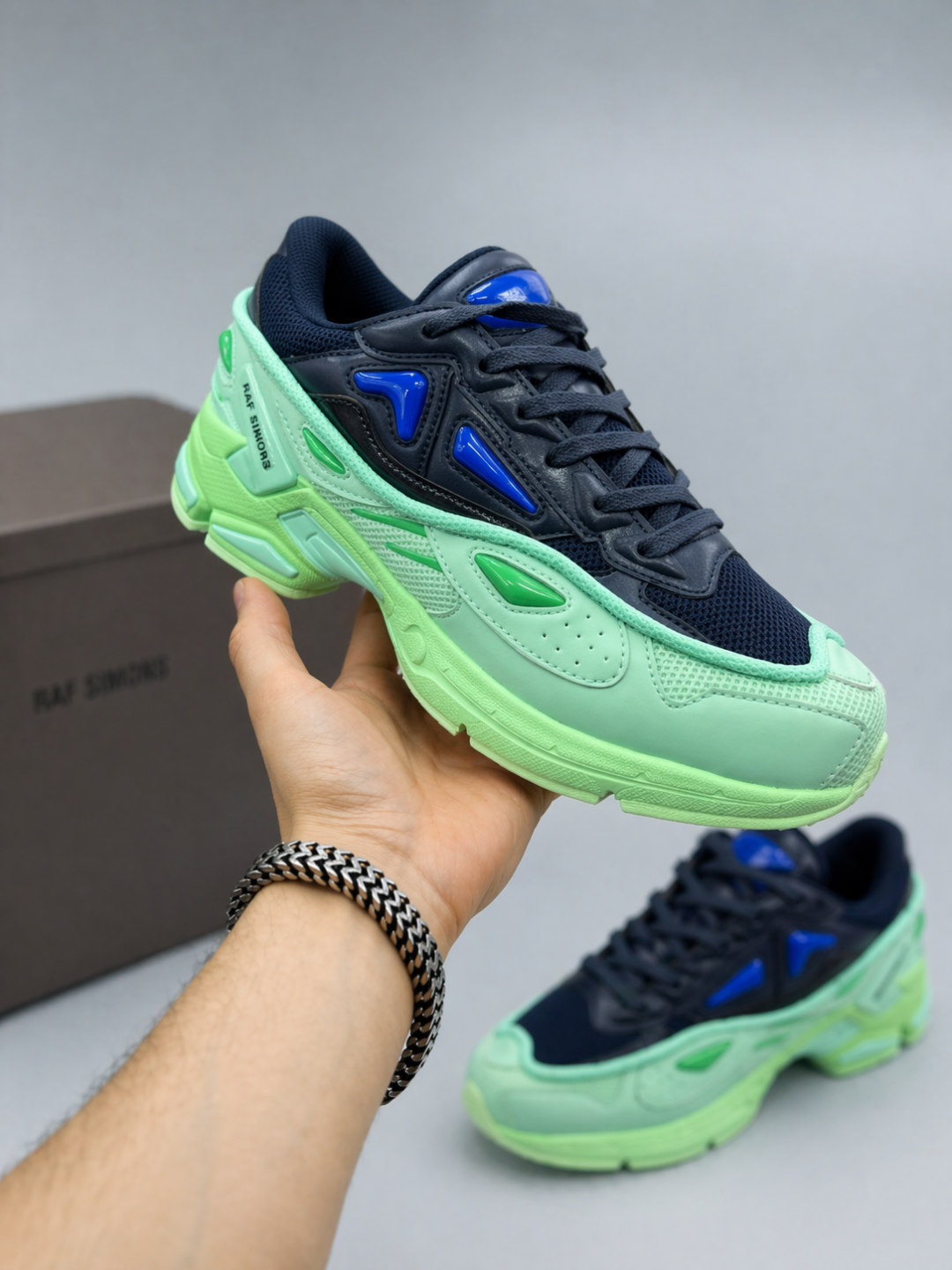 Кроссовки Adidas x Raf Simons Ozweego Navy/Mint Green